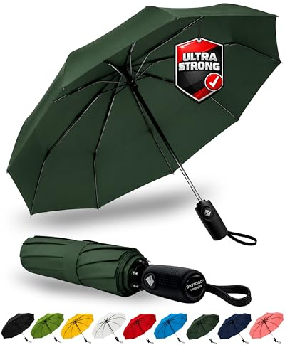 drytogo Ombrello pieghevole antivento I Ombrello pioggia leggero 390g I Ombrello piccolo Ø100 cm per viaggio e uso quotidiano I Umbrella con apertura e chiusura automatica I Per donna e uomo