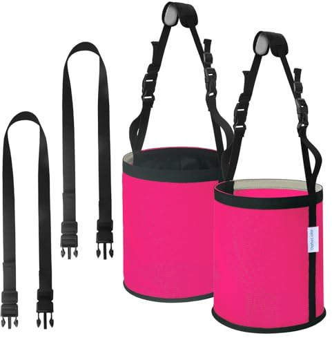 OAHELAKE Horse Feed Bag 2 PCs, Breathable Mesh Feed Bags for Horses, Muzzle Feedbag for Feeding Grain, Anti-Spill Design Feeder, Soft Neck Pad Nose Pad, Universal Fit (2-Magenta)