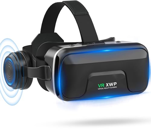 XWP Gafas De Realidad Virtual con Auriculares, Gafas VR 3D Inmersivas para Smartphones, Lentes HD, para Juegos Y Películas, Compatible con iPhone Y Android 4,7–7,2, Regalo De para Amigos Y Familia