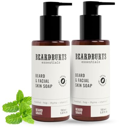 Beardburys Essentials Limpiador Barba y Rostro Diario Hombre 250ml – Limpieza Suave, Control de Grasa y Frescor, Uso Diario – Pack x2