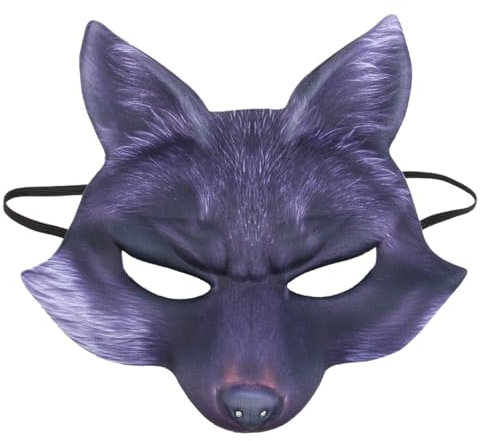Amosfun Fox Demi Masque EVA Animal Masque Cosplay Costume Robe Accessoire pour Halloween Carnaval Mascarade Parti