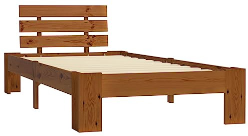 vidaXL Estructura de Cama Mobiliario Casa Clásica Práctica Cómoda Moderna Robusta y Duradera Sin Colchón Marrón Miel 90x200cm Madera Maciza Pino