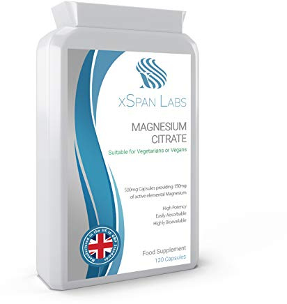 Magnesium Citrate 500mg – 120 Capsules - Providing 150mg Elemental Magnesium - High Strength & Highly Bioavailable Magnesium Supplement - Easily Absorbed - UK Manufactured