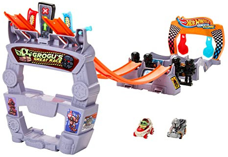 Hot Wheels RacerVerse, Grogu s Great Race Track set, Star Wars Track Set with Die-Cast Hot Wheels Racers Inspired by Star Wars: Grogu and The Mandolorian, HPL32