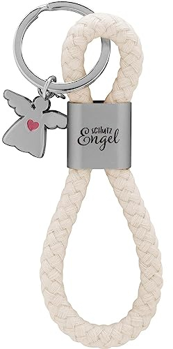 GRUSS & CO nyckelring Loop motiv ängel | Hänge bestående av en flätad slinga, med motivtryck skyddsängel, med ängelberlock | 48364, flerfärgad, 12 cm, Motiv ängel