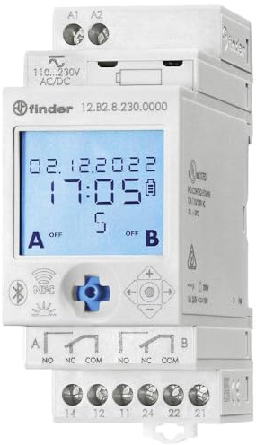 Finder 12.B2.8.230.0000 Zeitschaltuhr für Hutschiene 12.B2.8.230.0000 Astronomisch, Zufallsschaltung, Jahresprogramm