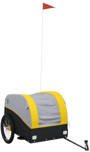 vidaXL Bike Cargo Trailer of Durable Iron, User-Friendly Design with Attached Tow Bar, Comes with Visibility Safety Flag, Carrying Capacity of 45 kg