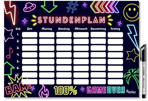 Neon Stundenplan magnetisch abwischbar (Neon, Magnetischer Stundenplan inkl. Stift)