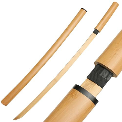 Espada de Entrenamiento Iaido 100 cm,Espada de Madera Hecha a Mano,Espada Juguete Madera para niños,Espada de Madera para Cosplay,Suministro marcial Samurai Real para niños y niñas,Regalo para Fiesta