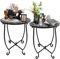 14 Inch Patio Weather Resistant Metal Side Table, Plant Stands Set of 2, Accent for Patio Yard Porch Balcony Garden Bedside Indoor Outdoor