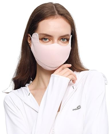 OH! ANY TIME ANY WEAR Sun Protection UPF 50+ UV Face Cover Summer Face Mask Neck Gaiter with Ear Loops 043 Pink