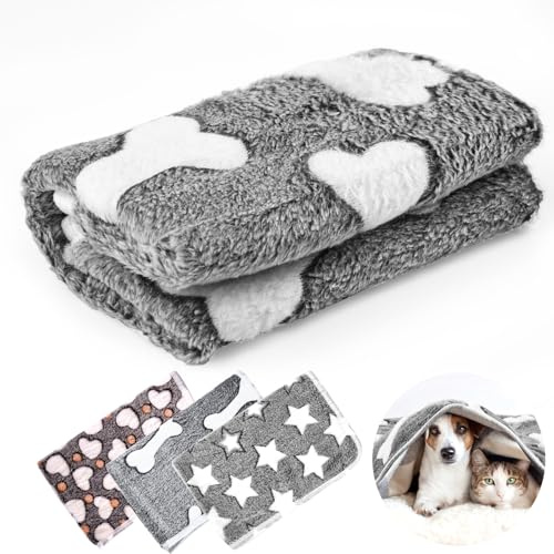 Neerow 3 Pack Dog Blanket Washable, 60 x 40 cm Cat Blanket, Soft Fluffy Puppy Pet Blanket for Indoor Cats Dogs Sofa Bed