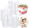 30 bicchieri da dessert in plastica, 60 ml, con coperchio e cucchiai, riutilizzabili, piccoli bicchieri da dessert quadrati, set per fai da te, dolci, gelati, budini, mousse, feste, picnic