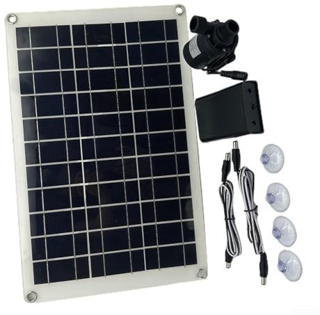 Solpump 800 l/h 12 V borstlös med 50 W solmodul för trädgård, damm, fontän, vattenspel – kraftfull energisparande tyst – enkel installation, tillförlitlig drift