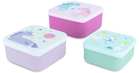 Miniland - Set de 3 Boîtes à Déjeuner Enfant, Boîtes Empilables, Lavables au Lave-Vaisselle et Sans BPA (Fantasy)
