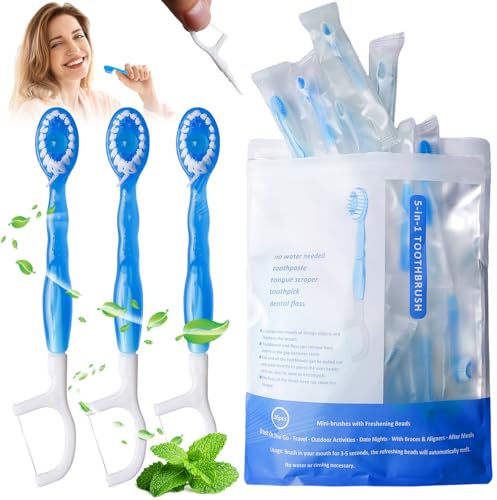 Behogan - 26 spazzolini da viaggio, mini spazzolino da denti con dentifricio, filo interdentale e stuzzicadenti, per viaggi e uso quotidiano