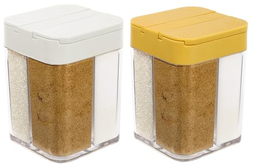 Anicy 2 pezzi 4 in 1 spargispezie da campeggio, accessori da campeggio, da cucina, da campeggio, per barbecue, gite ed escursioni all'aperto (bianco/giallo)