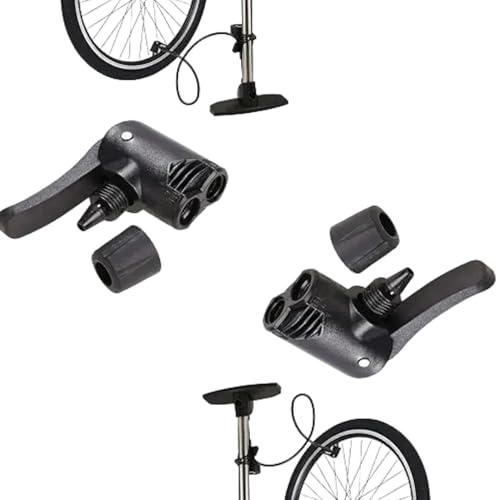 Cldaisy 2Pcs Black Pump Adapter Valve, 3 in 1 Replacement Dual Head Air Pump Adapter Valve Bicycle Bike Cycle Tyre Tube Pump Adapter，Bike Floor Pumps