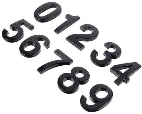 Générique Numéros de Porte Autocollants 3d en Abs Noir 5 Cm, Lot de 10 Pièces Étanches, Panneau Numéroté Adhésif pour Maison, Boîte aux Lettres et Signalisation Intérieure/extérieure