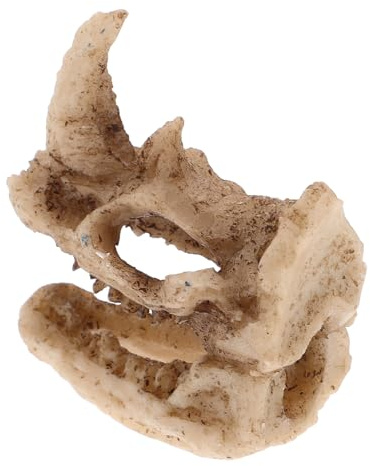 PRETYZOOM Escondite Creativo para Reptiles y Lagartos, Decoración de Terrario Cráneo de Rinoceronte de Resina Segura, Tamaño Pequeño, Accesorio Funcional para Hábitat de Mascotas Pequeñas