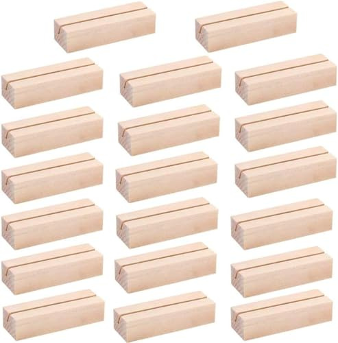 Voarge 20 Pezzi Supporto per Carte da Tavolo in Legno, Supporto per Numero di Tavolo, Supporto per Segnaposto, Targa con Nome, Supporto per Foto, Decorazione per Matrimonio