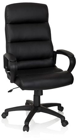 hjh OFFICE 738113 Chefsessel Futura 100 Kunstleder Schwarz Drehstuhl Bürosessel mit Rollen & Wippfunktion, höhenverstellbar