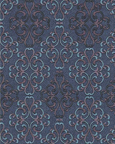 Papier peint baroque EDEM 85037BR32 papier peint texturé au style baroque brillant bleu bleu-turquoise violet noir 5,33 m2
