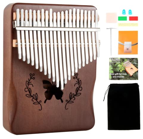 Lemfema Kalimba Thumb Piano 21 Keys, Portable Mbira Finger Piano Gifts for Adults Beginners(Brown)