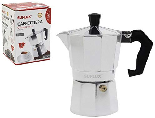 Caffettiera Classic in Alluminio 2 Tazze - 13,5 cm - Moka Tradizionale EN601 per un Autentico Caffè Italiano