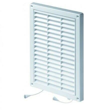 Griglia di ventilazione bianca – 165 mm x 235 mm – con tapparella e zanzariera anti-insetti – copertura di ventilazione.