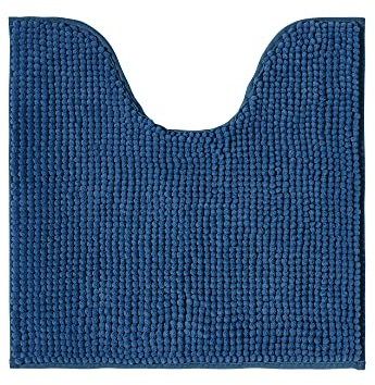 Decomira Alfombra de Baño Antideslizante de Chenilla | Alfombrilla súper Absorbente y Lavable a máquina | para el baño, la Ducha, la bañera o como Alfombra WC | Azul - 45x45 cm WC