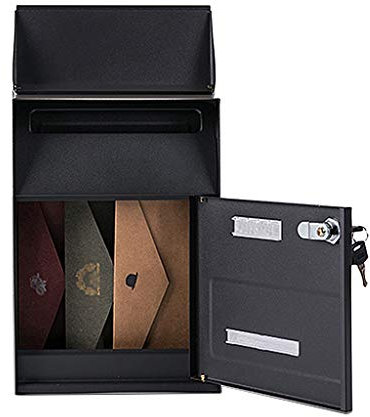 Mailbox Classical Locking Wall Mount Mailbox Double Entrance Outdoor Security Key Drop Box, Entrance 175 * 25CM, Black Large Commercial Rural Home Decorative & Office