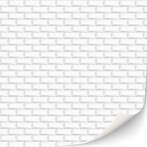 3 Sheets Self-Adhesive Wall Tiles - Bathroom & Kitchen Metro Tiles for Dollhouses, Scale 1:12 (White)