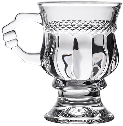 OLOTU Verre de bière Verres à bière vintage français congélateur compatibles ambre en relief petites chopes à bière avec poignée tasse à bière verre tasse à thé au lait brun Multifonction