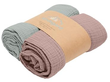 Kindsgard Couverture pour bébé en mousseline - 75 x 100 cm - Couverture d'emmaillotage avec 100 % coton Oeko-TEX® de qualité supérieure - Cadeau de naissance - Couverture d'éveil - Pour garçon et