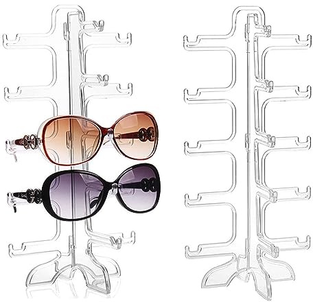 Guidre 2 soportes para gafas de sol, gafas de 5 capas, soporte para múltiples gafas, se aplican al almacenamiento, gafas de sol, espejos planos, gafas Myopia (transparente)