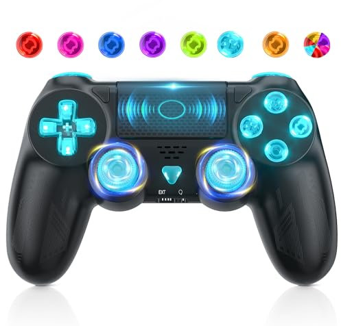 Gamrombo Wireless Controller für PS4, Game Controller kompatibel mit PS4/Pro/Slim/PC Gamepad mit Turbo/Zurück Taste/Dual Vibration/6-Achsen Gyro Sensor/Touchpanel