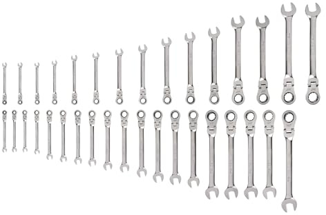TEKTON Flex Head 12-Point Ratcheting Combination Wrench Set, 34-Piece (1/4-1 in., 6-24 mm) | WRC95005