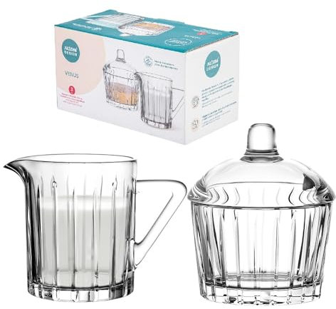 Altom Design Azucarero y jarra de leche Venus de cristal, 200 ml, transparente