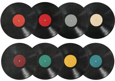 PEUTIER 8pcs Blank Vinyl Record Wall Decor, 8.7 inch Album Cover Posters Wall Art Decorative Fake Vinyl Record Vintage Aesthetic 70s 80s 90s Room Decor for Home Bedroom Wall Music Party Decoration