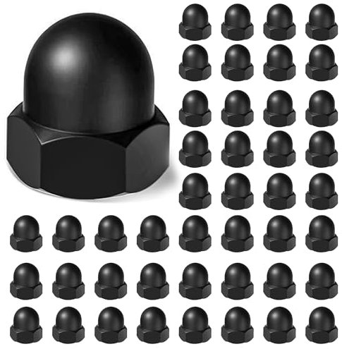 M8 Nylon Hutmuttern 50 Stück Sechskantmuttern Innensechskant Eichelmutter Abdeckkappen Für Muttern Schrauben (Schwarz)