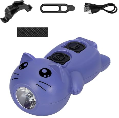 Redigerbar barnskoterlampa, LED barn skoterlampa – USB uppladdningsbar barnvagnsljus, LED-varningsljus, trippelläge, tuta med fem lägen, IPX4 vattentät, för skoter och barnvagn (lila)