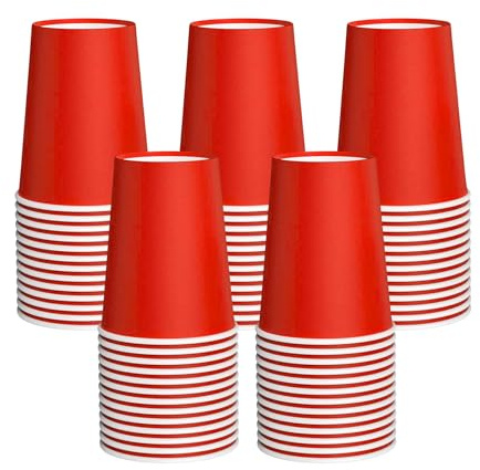 Perla - 200 Bicchieri di Carta da 200 ml - Bicchiere Monouso Biodegradabile Ecologico - Adatto per Bevande Fredde e Calde - Bicchieri per Acqua usa e getta (Rosso)