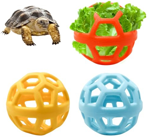 3 Pack Feeding Ball Toys for Tortoise, Tortoise Plastic Foraging Toy, Turtle Habitat Tank Accessories, Vegetable Supplier for Turtle