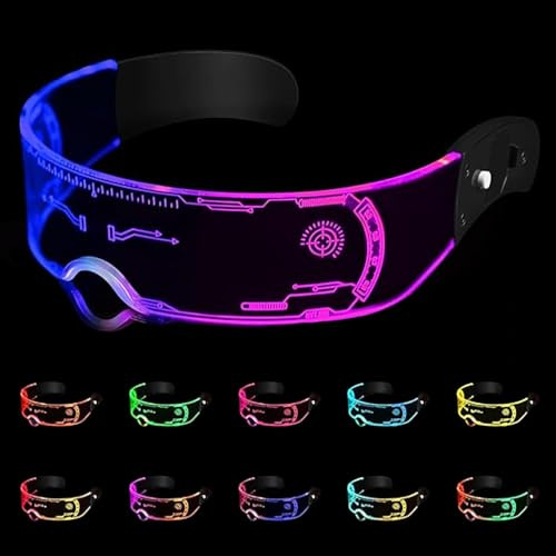 Binnan Leuchtende Brille,LED Leuchtende Brille,Cyberpunk Leuchtbrille,Technologie LED Leuchtende Brille mit Mehreren Farbmodi Sternenhimmel Geeignet für die Elektrische Musikfestival-Bar KTV Hüpfparty