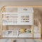 RIAZOS Kinderbett Etagenbett 90 x 200, Hausbett für 2 Kinder, Hochbett mit Lattenrost, Treppe und Rausfallschutz, Baumhaus Bett mit Fenster und Dach, Kiefer+MDF, Ohne Matratze