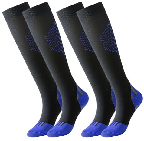 DOINEUFL Medias de compresión para hombre y mujer, viajes, deportes, vuelos y vacaciones, accesorios imprescindibles, clase 2, calcetines de compresión (DE/NL/SE/PL, alfanuméricos, S, M, regulares