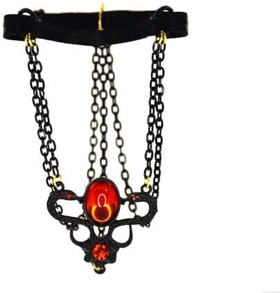 Intimate Jewelry for Man - Non Piercing Bodychain with Red Stone and Chain - Romantic Valentine gift for him (black)