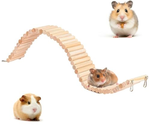 Ponte per criceti, 60 x 8 cm, in legno, per criceti, ponte, giocattoli per piccoli animali, accessori per recinzioni in legno, per porcellini d'India, topi, gerbils e altri piccoli animali