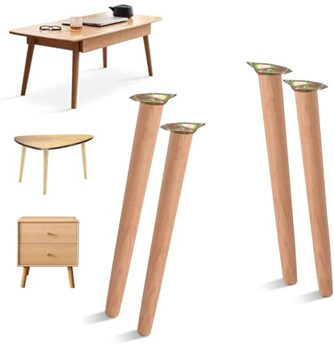 GJPXFR Juego De 4 Patas De Muebles De Madera Maciza 20 40 60cm Patas para Mesa De Centro, Pata De Repuesto Cónicas Inclinado para Armarios, Sofás, Tocadores(45cm/18in)